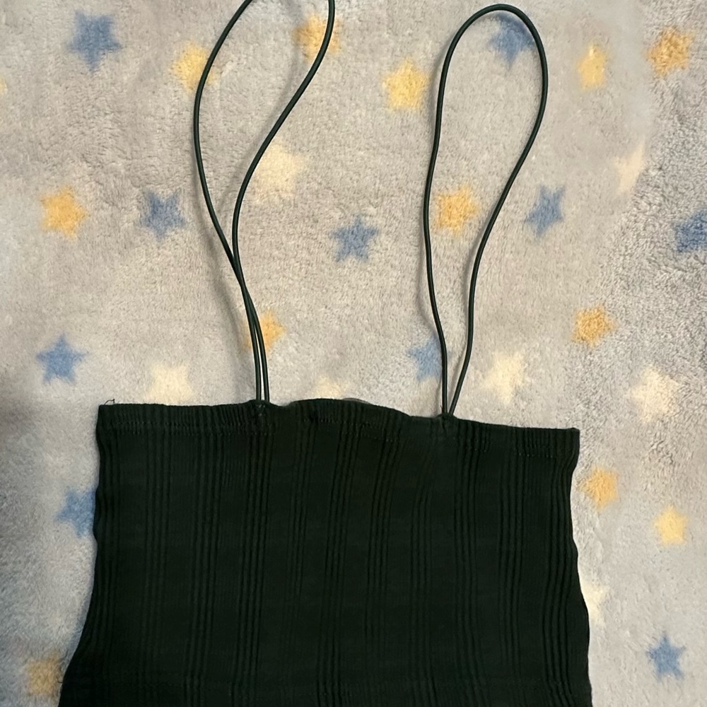 Dark Green Ribbed Spaghetti Strap Top